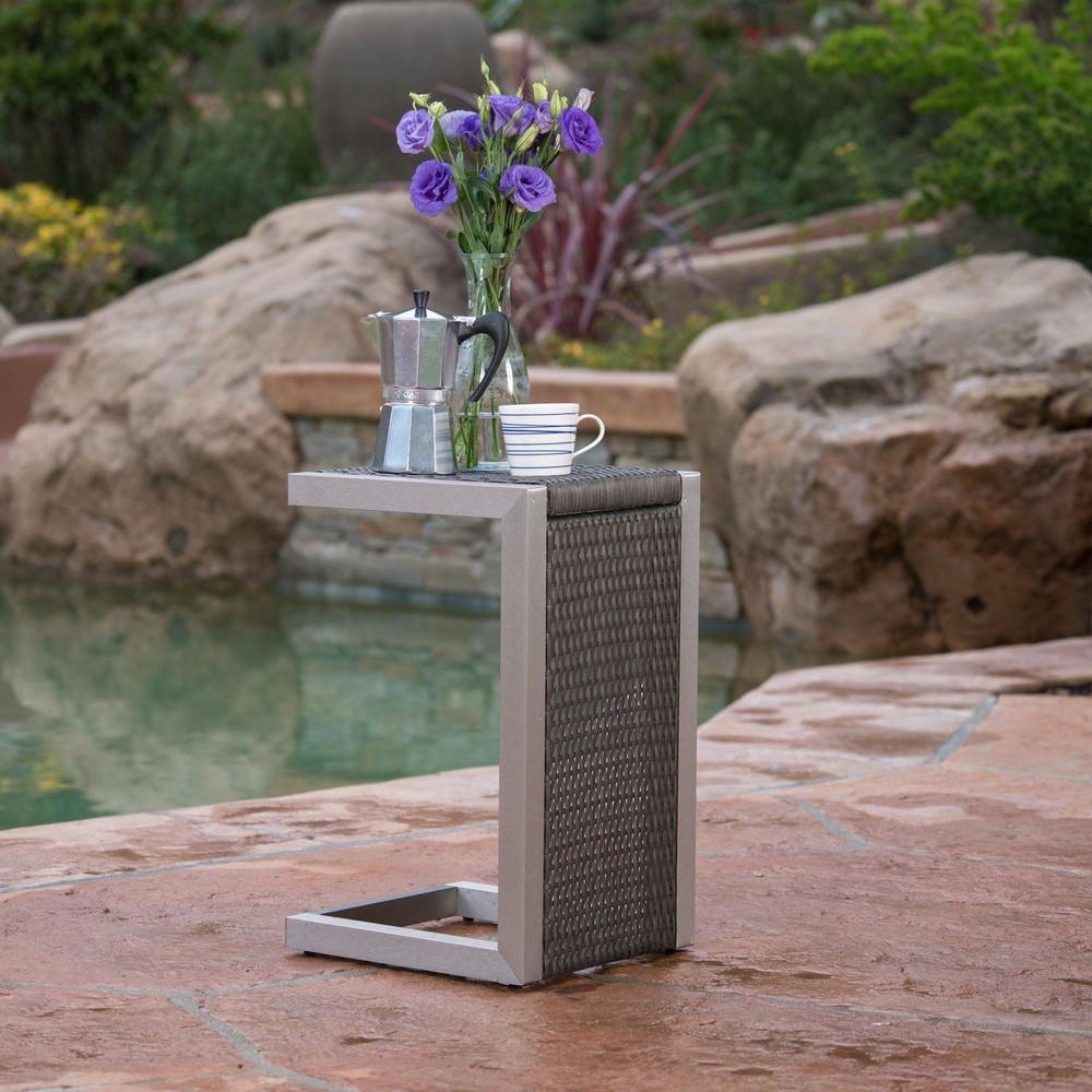 Crested-Bay Modern Aluminum C-Shaped End Table