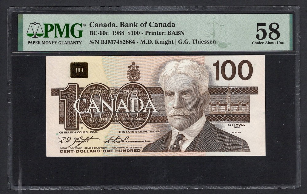 Canada 100 Dollars 1988 BC-60c About Uncirculated