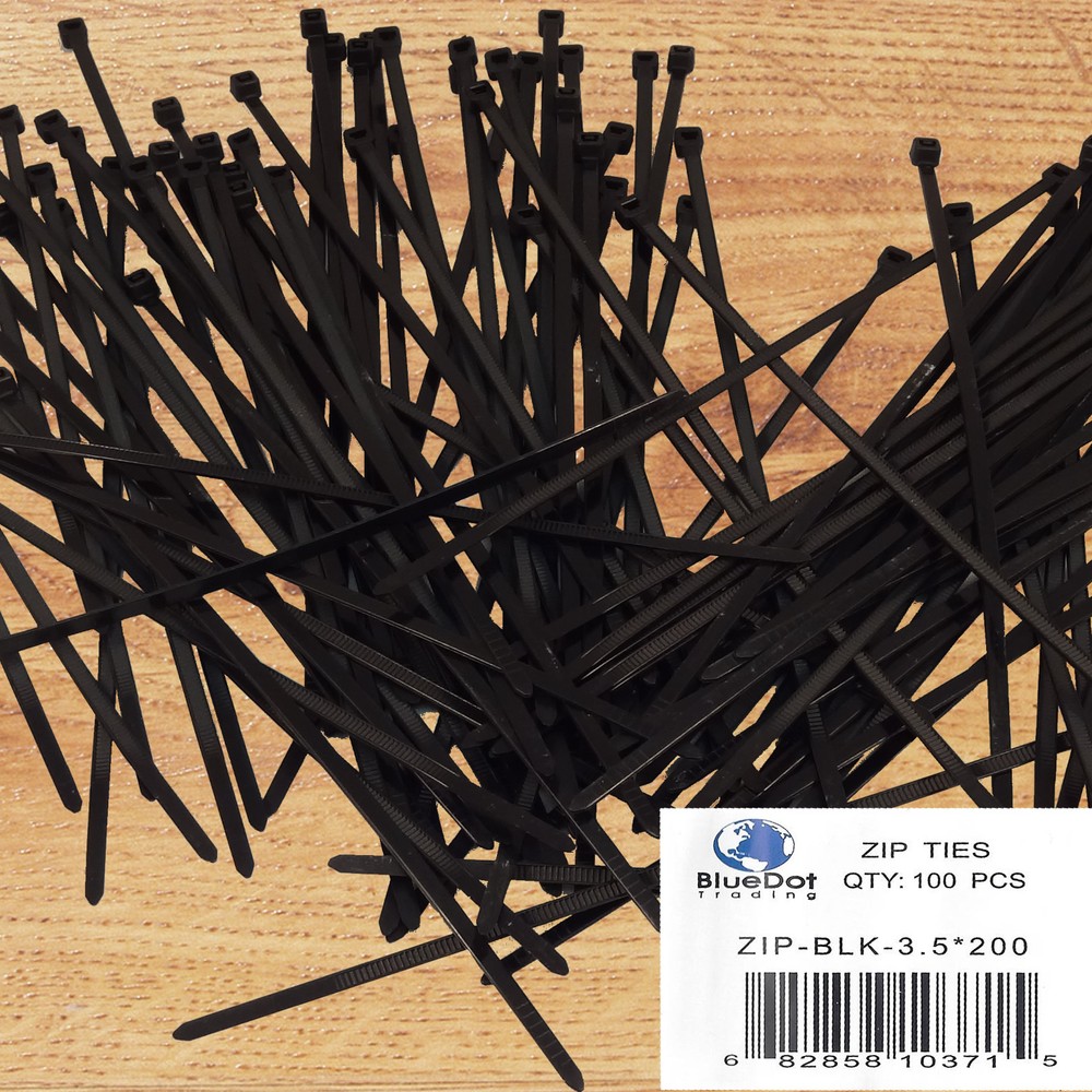 100 Pack PCS 8" inch Network Cable Cord Wire BLACK Tie Strap 40 Lbs Zip Nylon