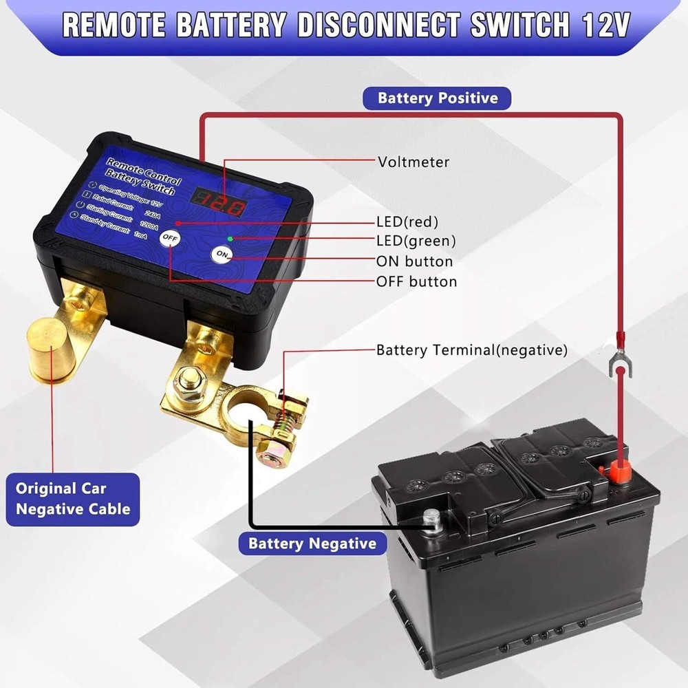 1PCS 12V 240A New Remote Battery Disconnect Switch auto kill switch kit