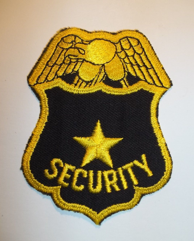 Security Guard Uniform Shoulder Patch Embroidered Gold Eagle Black Iron-on New