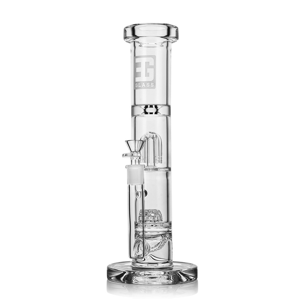 Straight Beaker, Premium Dual Chamber Tree & Matrix Percs | 12" Tall, 7mm Thick