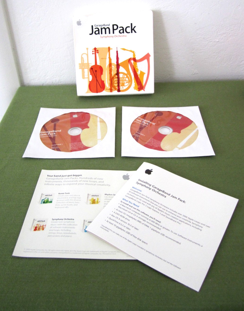 Apple GarageBand Jam Pack Symphony Orchestra Two Discs Install Disc 1 & 2