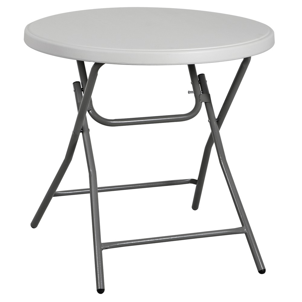 2PCS Round Folding Table Plastic HDPE Table Sturdy Frame Indoor Outdoor Use 32"