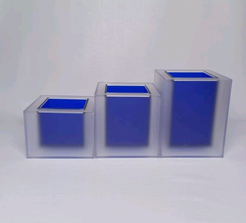 Square Blue Plastic Containers Set For Bathroom
