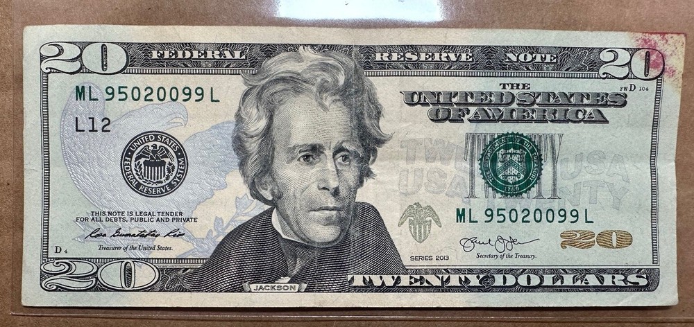 $20 BILL INK MARK ERROR RARE
