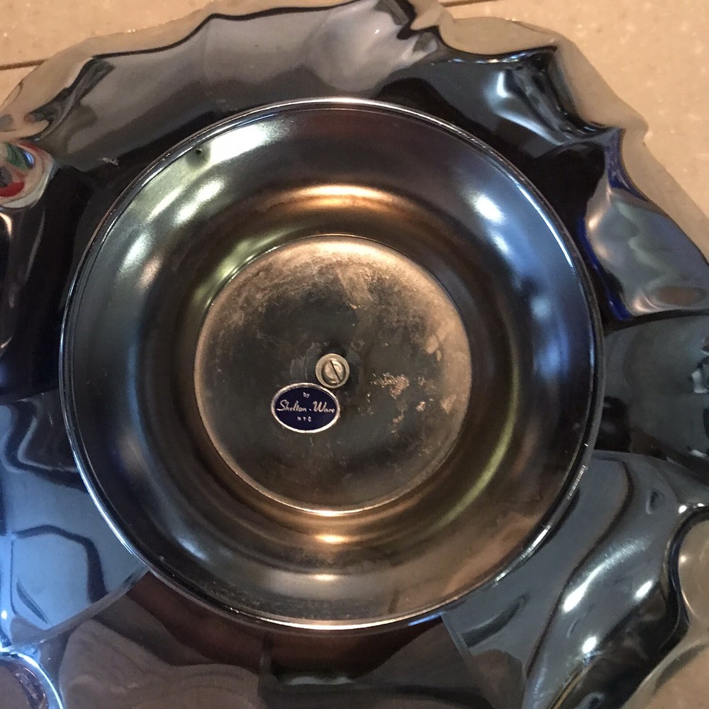 MCM Vintage Nut Dish Shelton Chrome Floral Design With Tools