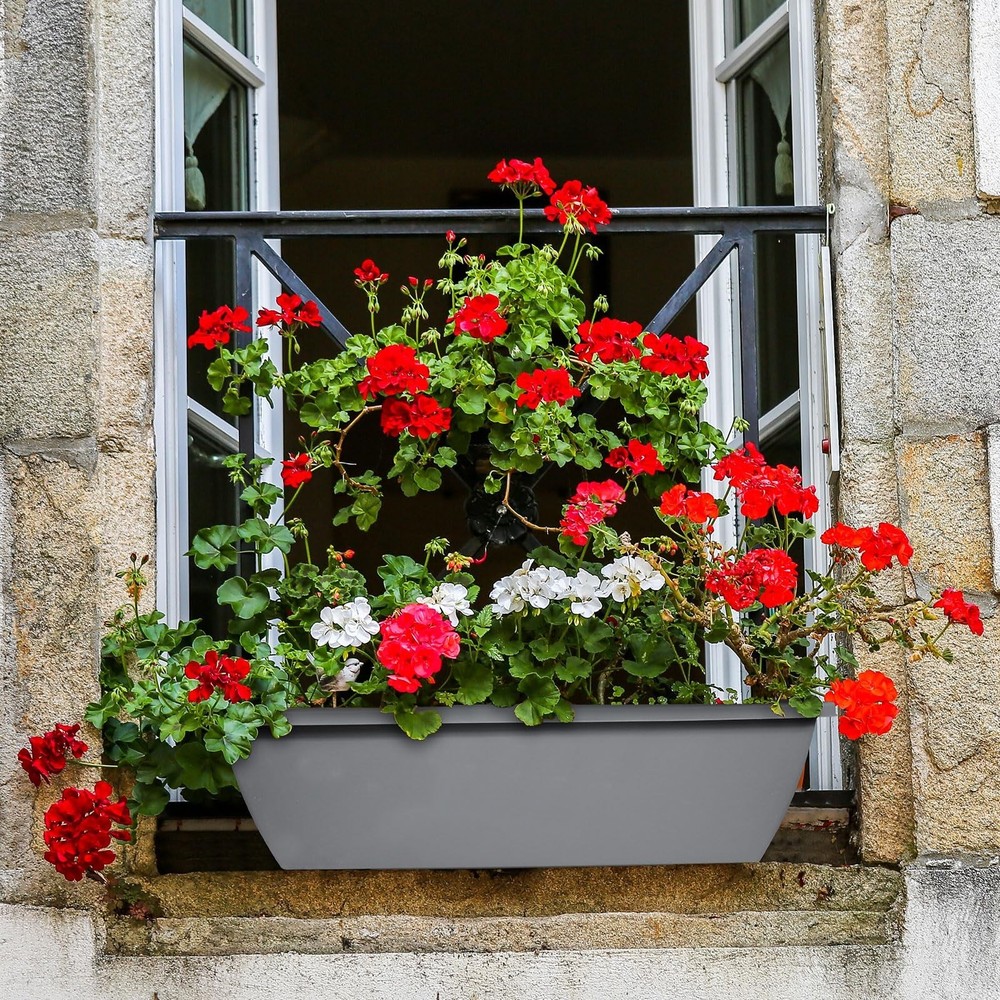 6 Pcs 24 inch Window Box Planter, Large Rectangular Flower Planter Boxes with...