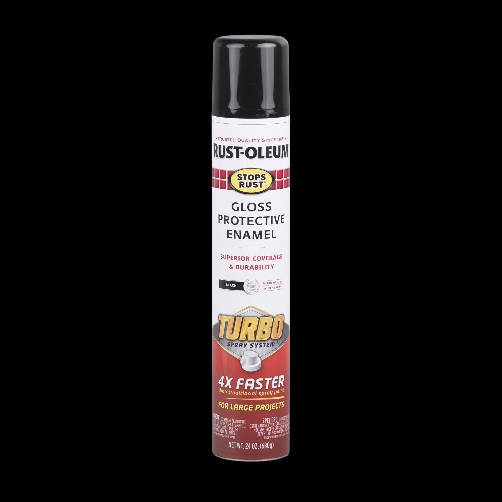 Turbo Protective Enamel Gloss Spray Paint Black 24 oz Stops Rust