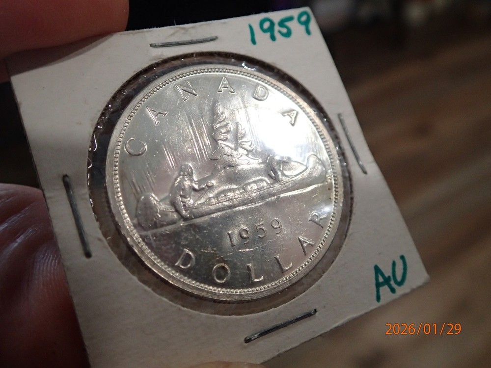 1959 Canada Voyager Silver Dollar .800 Beautiful Shape