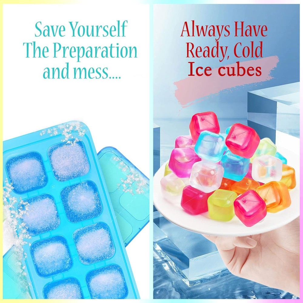 60Pcs Reusable Ice Cubes,Colorful Plastic Ice Cubes,Refreezable Ice Cubes,Non...