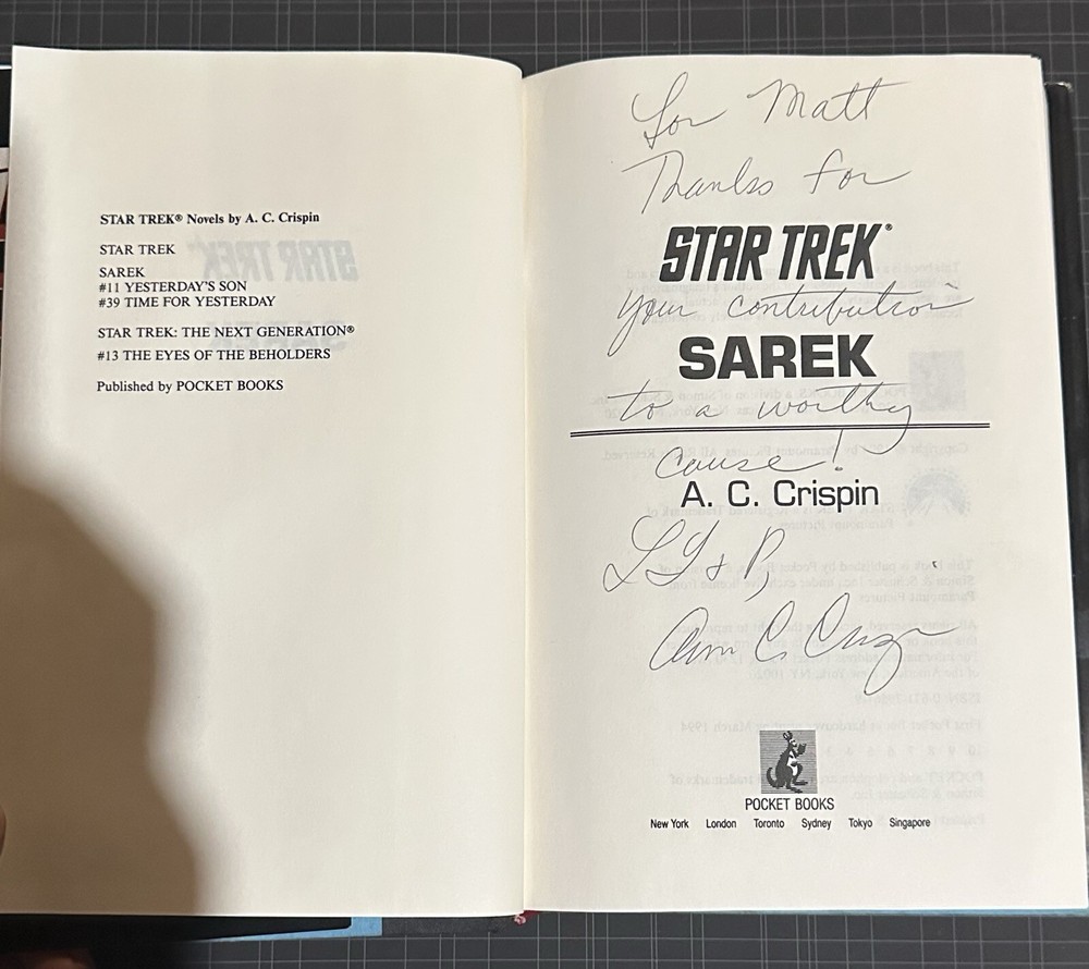 Star Trek Books SAREK (signed”) & VULCANS FORGE