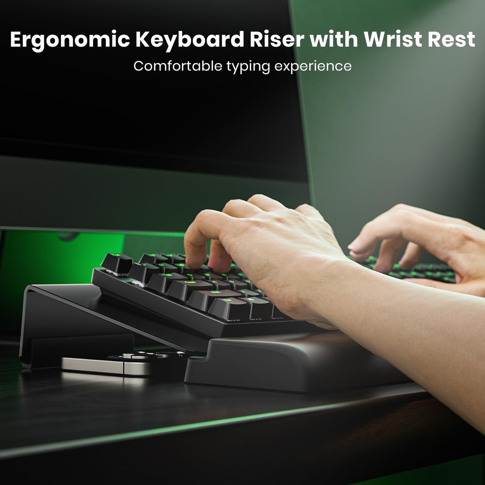 Compact Keyboard Stand w/Silicone Wrist Rest & 3-Level Height Adjustment Klea...
