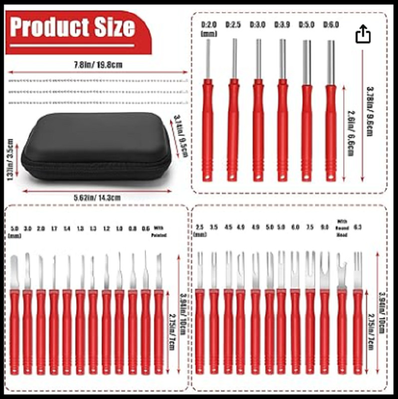 30+4P Terminal Pin Removal Tool Kit, Electrical Connector Depinning Tool Termina