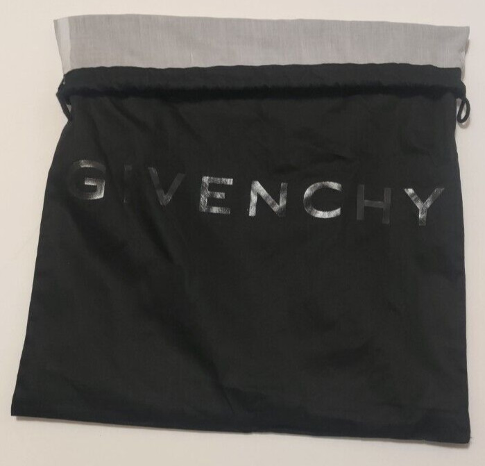 Authentic Givenchy Black Cotton Drawstring Dust Bag lined in white 13” x 15”