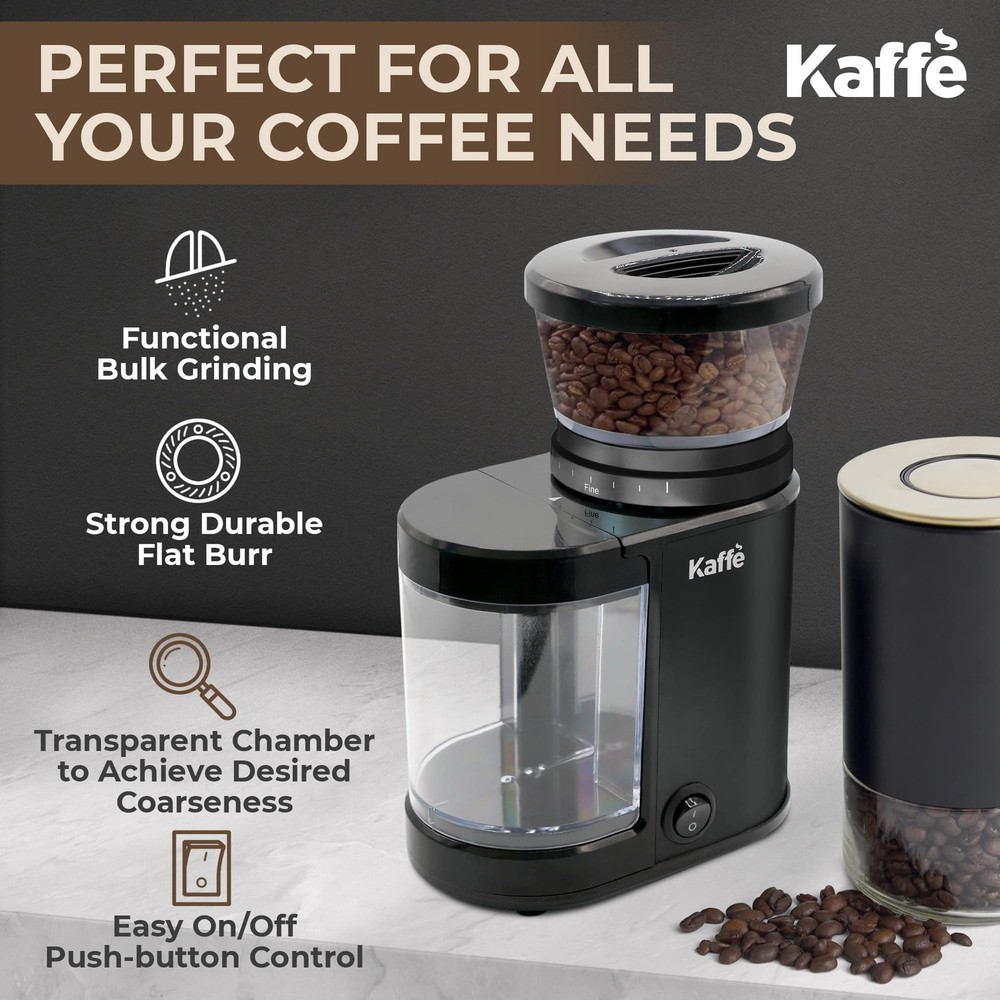 Kaffe Electric Burr Coffee Grinder (5.5oz) w/Adjustable Coarseness Settings -...
