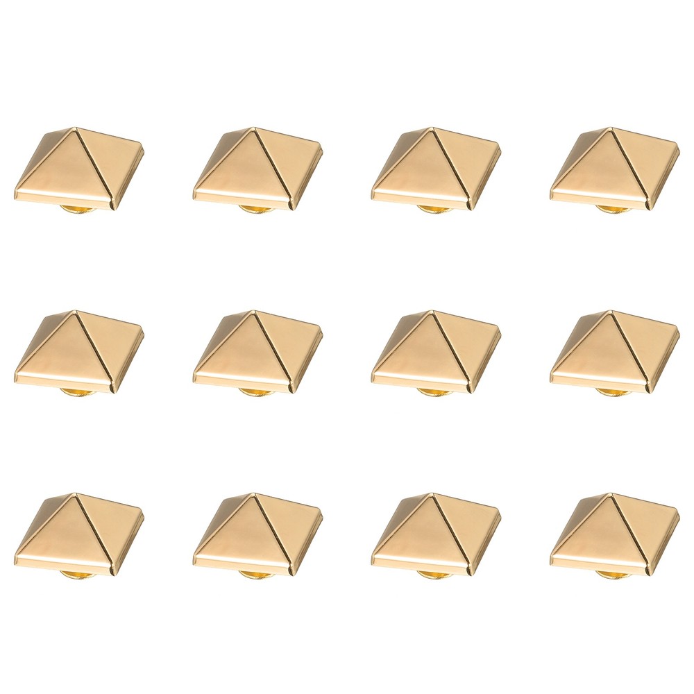 12 Pcs Square Spike Studs Rivets 18mm Metal Leather Rivets, Gold