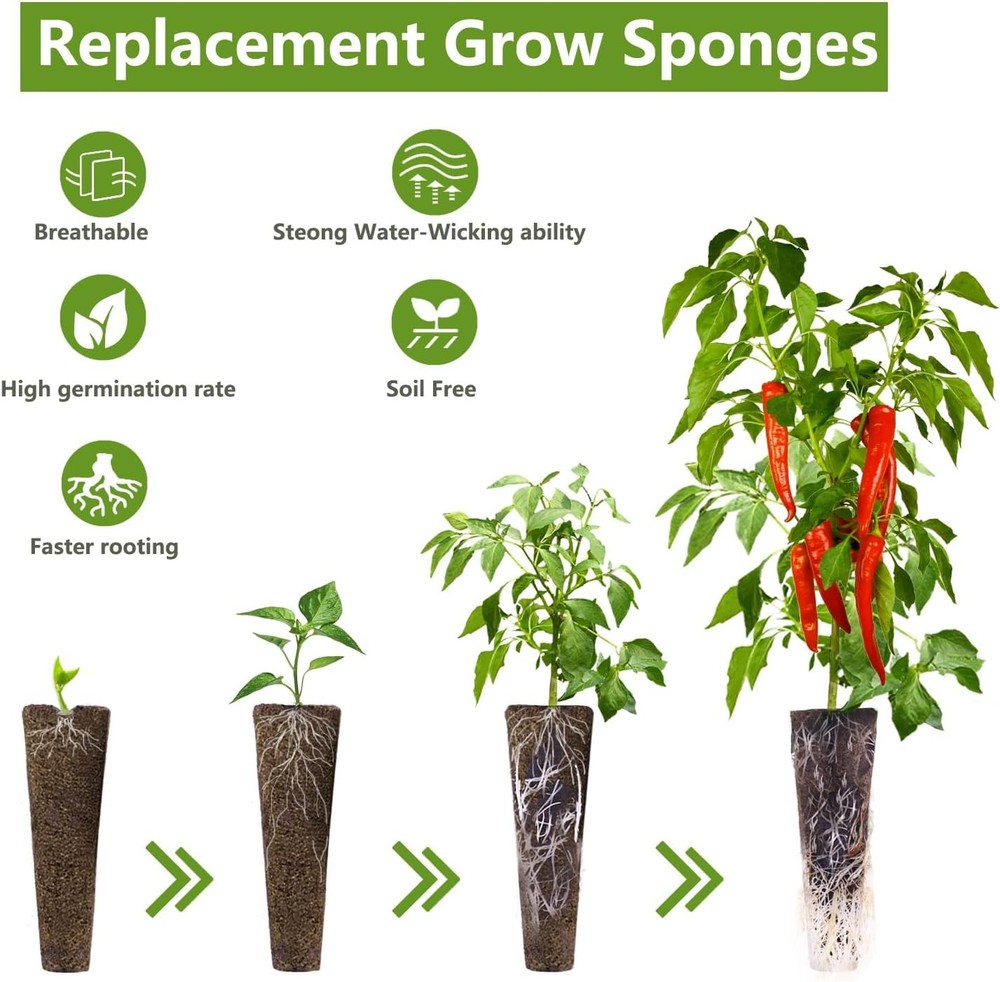 60-Pack Hydroponic Grow Sponges Seed Starter Pods for Most Systems
