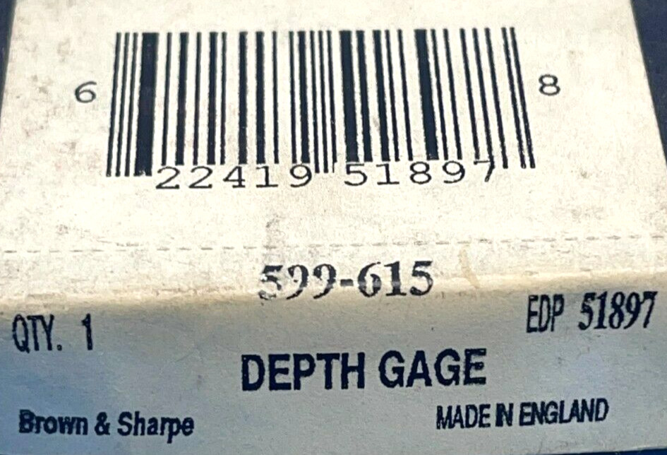 BROWN & SHARP 599-615 DEPTH GAGE RULER 0-6" RANGE