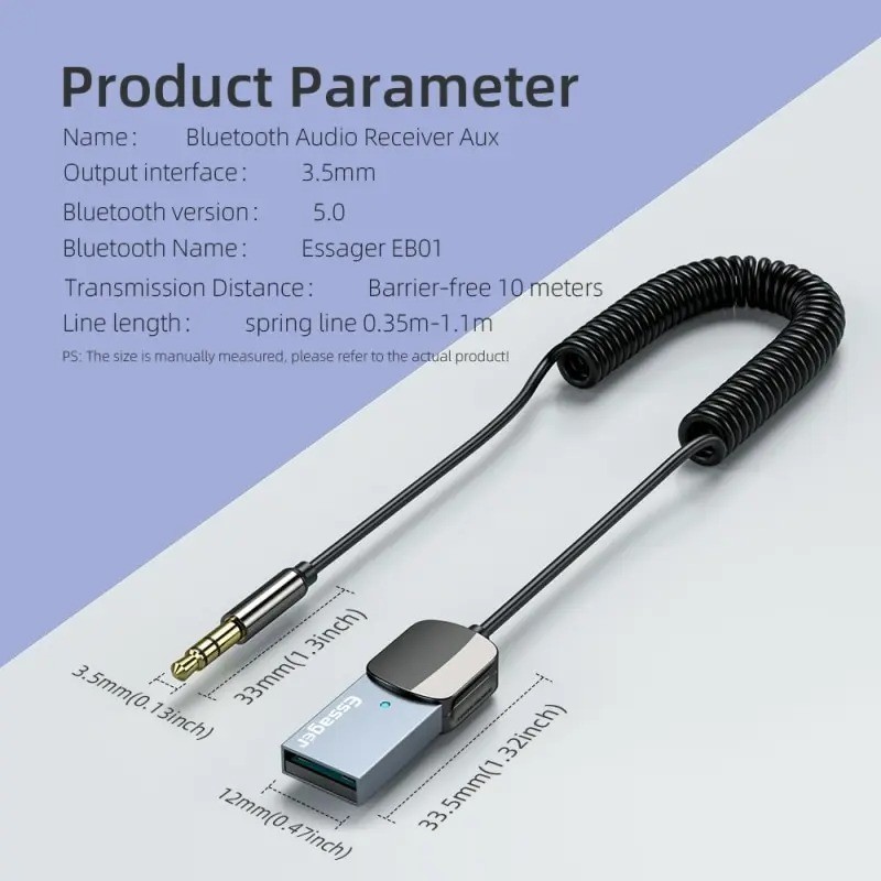 Auxiliar USB Bluetooth Para Auto phone Android 3.5 de Transmisor Plug N Play