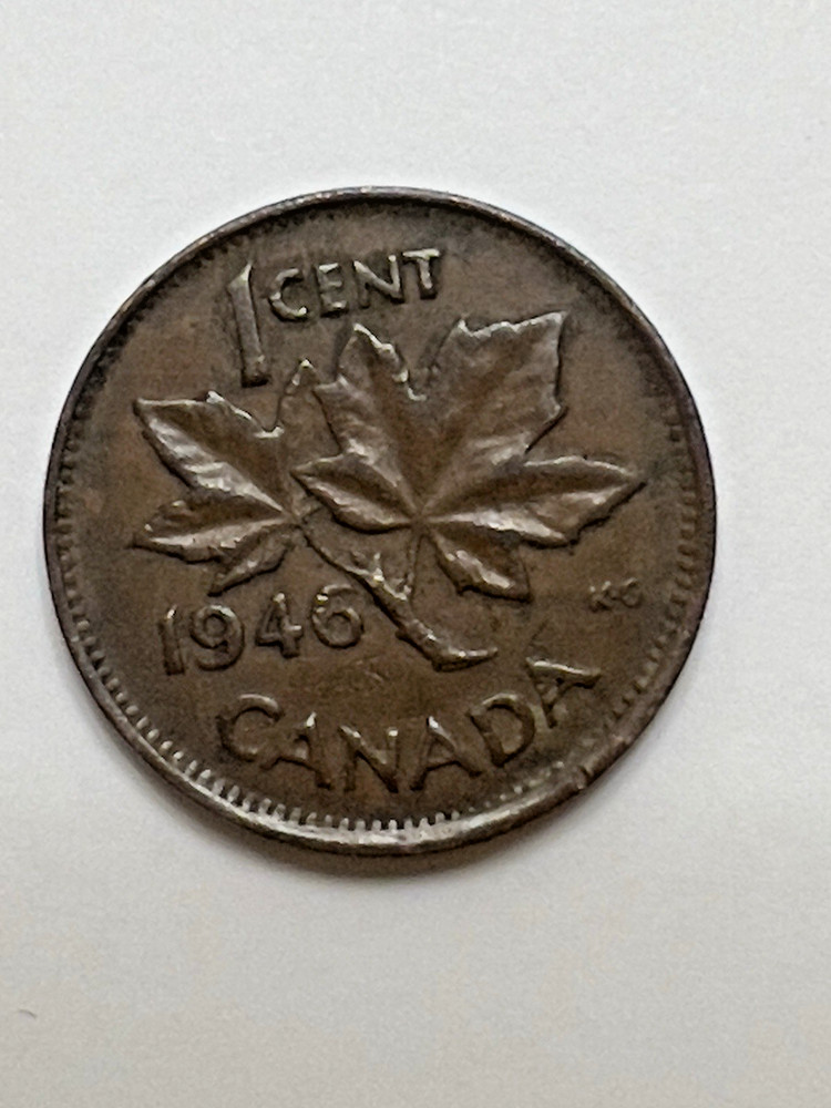 1946 Canada One Cent Coin – George VI – Circulated – Maple Leaf Design –