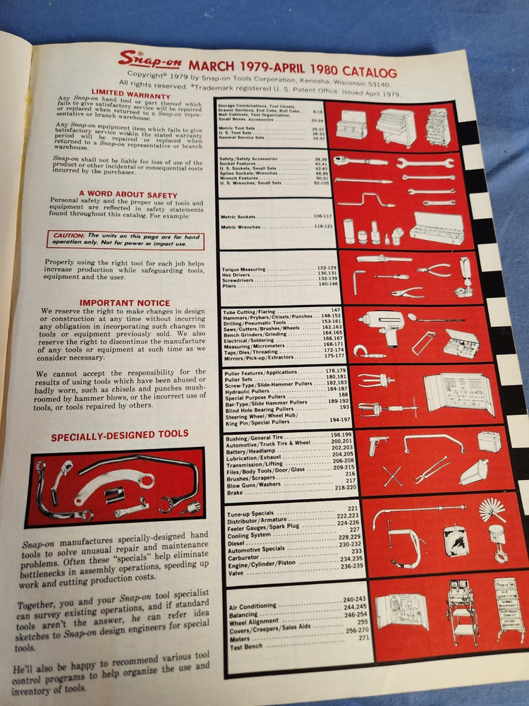 Vintage March 1979 Snap On Tools Catalog