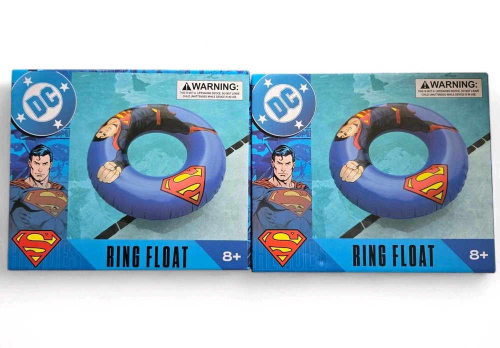 2pk Superman Ring Pool Float 40-inch Wide Blue
