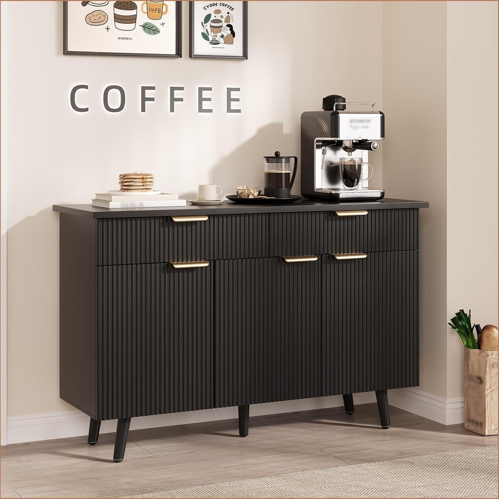 47" Farmhouse Large Sideboard Buffet with 2 Drawers, 3 Doors & Adjustable Shelf