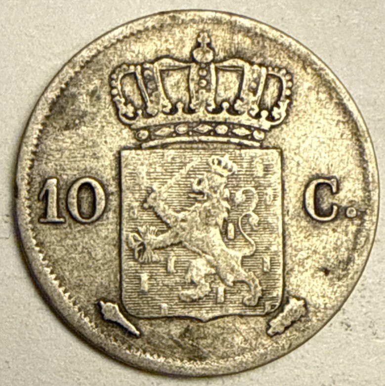NETHERLANDS - 10 CENTS - 1828 - SILVER