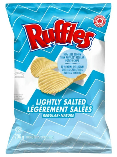 Ruffles Regular Lightly Salted Potato Chips, 200g (4 Pack)