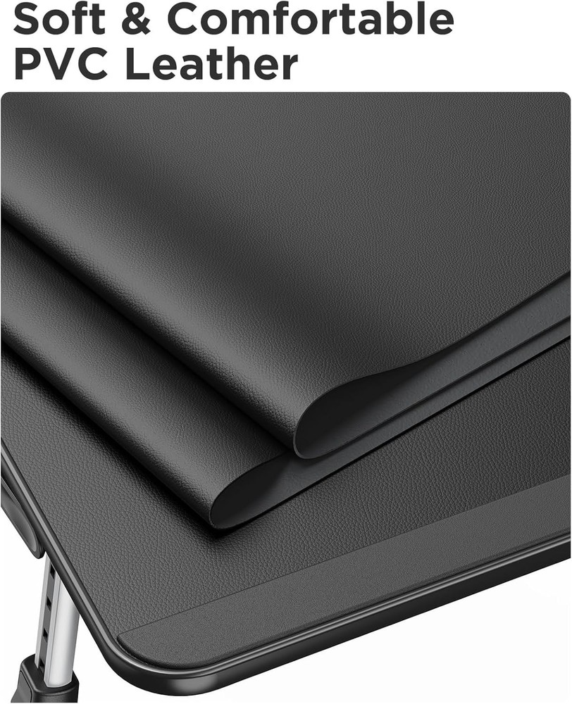 Adjustable Leather Laptop Bed Tray Table - Black