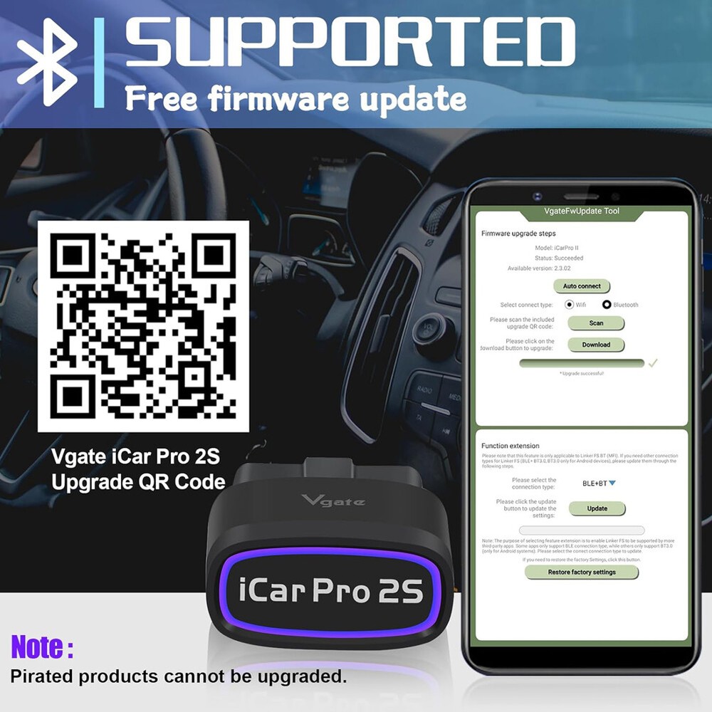 Vgate iCar Pro 2S OBD2 Scanner Bluetooth Car Code Reader for iphone & Android/PC