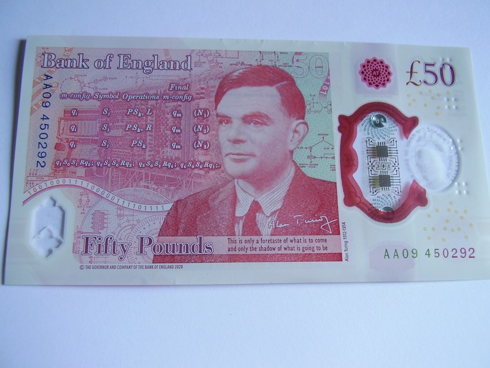 LOW AA09 £50 Plastic Polymer Twenty Pound Note AA Prefix AA09 450292 ALAN TURING