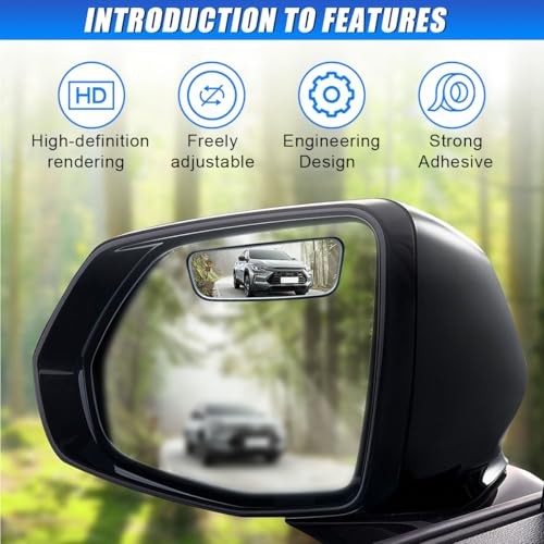 2PCS Rectangle Blind Spot Mirror for Car, Adjustable Wide Angle 059/Framed