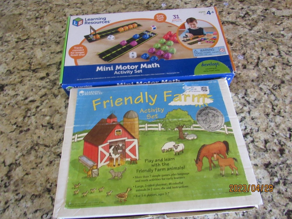 Lot 2 Learning Resources-Mini Motor Math-Friendly Farm Activity Sets-Games