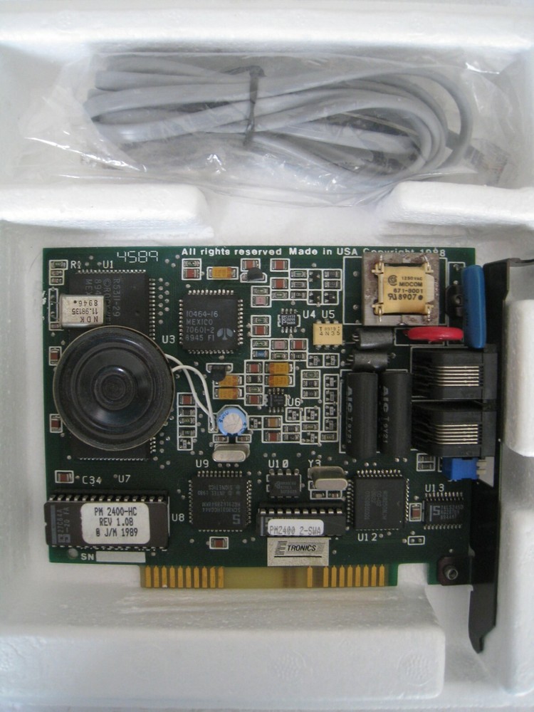 Vintage Etronics 2400 bps Modem Half-Card Internal Modem in Box - USED