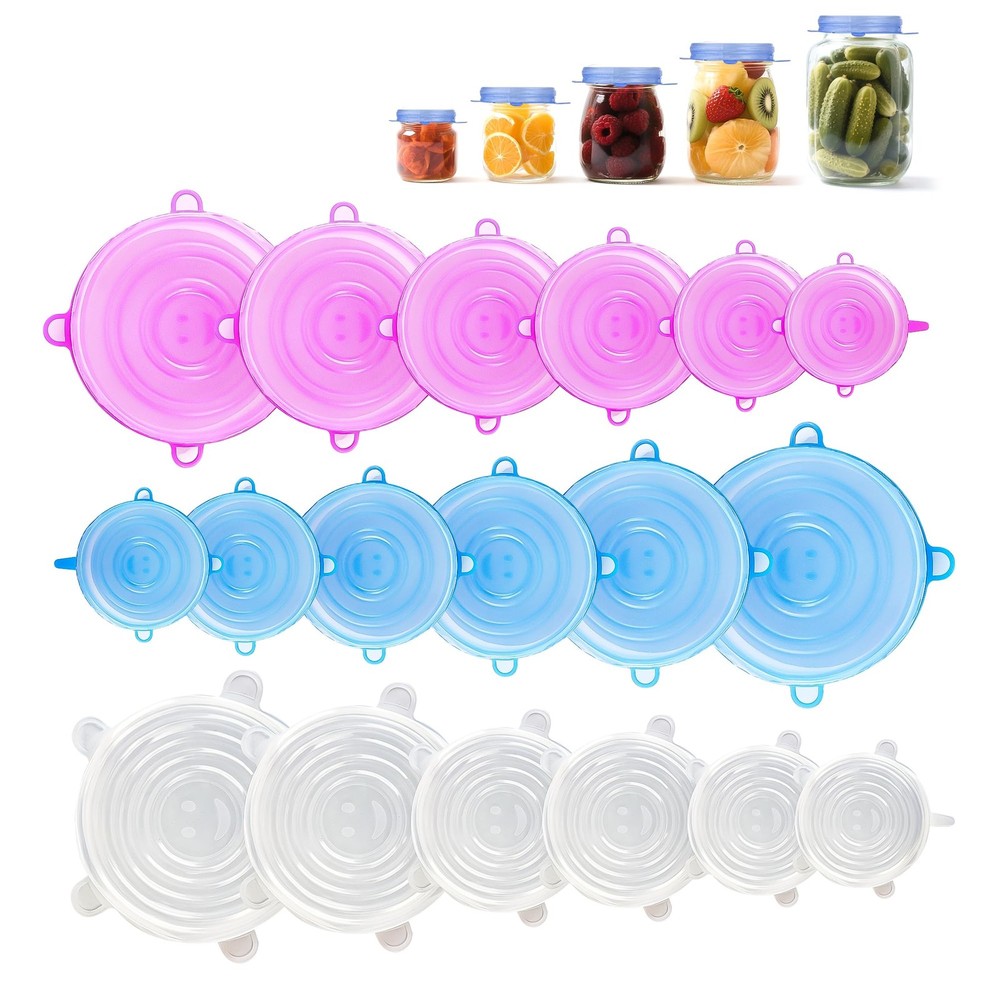 GRIDAF Silicone Stretch Lids, 6 Pack 6 Sizes blue