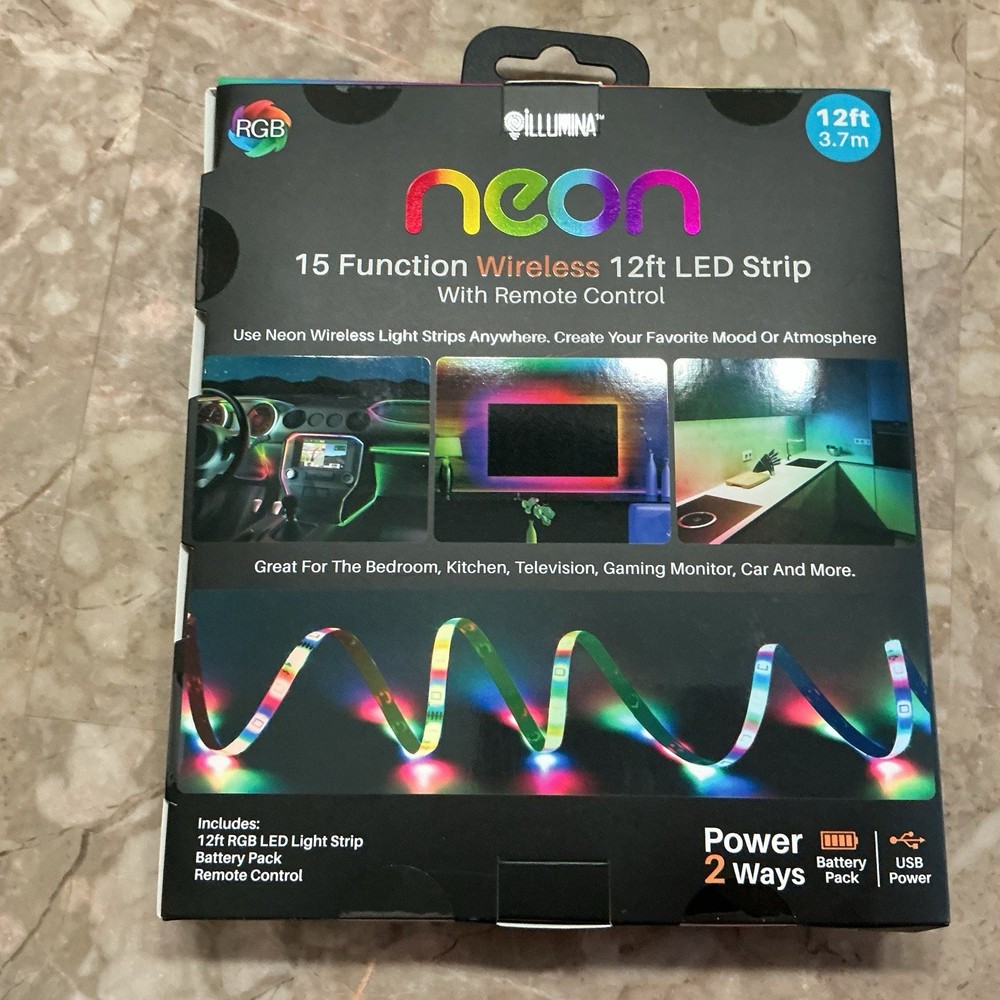 Neon 15 Function Wireless 12ft Multicolor LED Light Strip with Remote Control