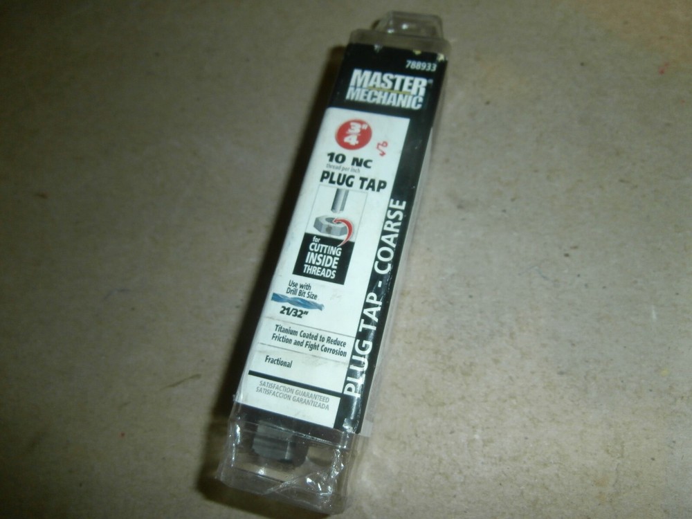 Master Mechanic 3/4" 10 NC  Bolt Thread  Plug Tap  - New