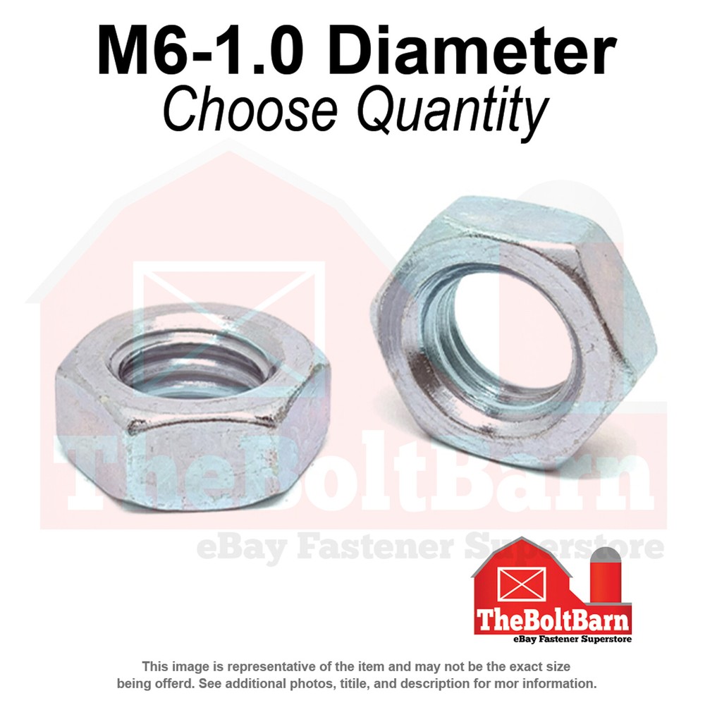 M6-1.0 Class 4 Hex Jam Nuts Zinc Clear Coarse Thread (Pick Quantity)