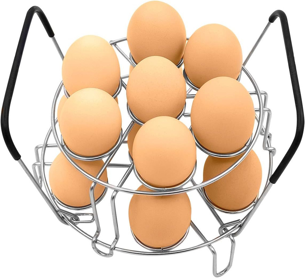 Stackable Egg Steamer Rack, Egg Cooking Rack with Heat Resistant Silicone Handl