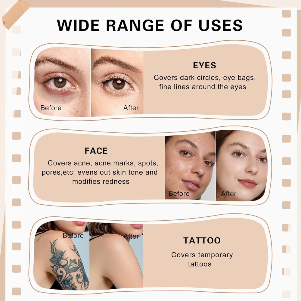 Under Eye Concealer for Dark Circles,Pro Full Coverage Concealer Makeup,Long-las