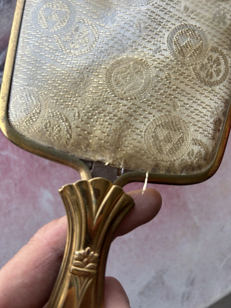Antique Padded Hand Held Vanity Mirror
