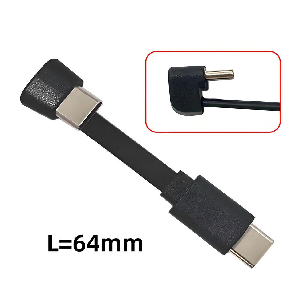 USB C Short Flat Cable 180 Degree Angled PD 65W Fast Charge Data Cable 64MM