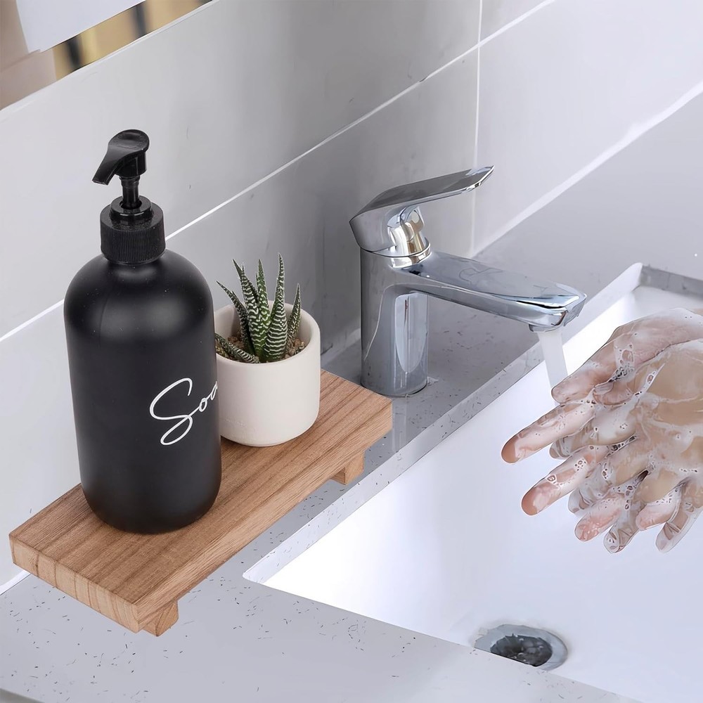 Chic Brown Wood Tray Riser - Multifunctional Stand for Bath & Kitchen Decor