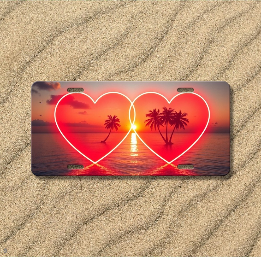 Custom Twin Hearts Graphic Personalized Name License Plate Personalized Front Pl