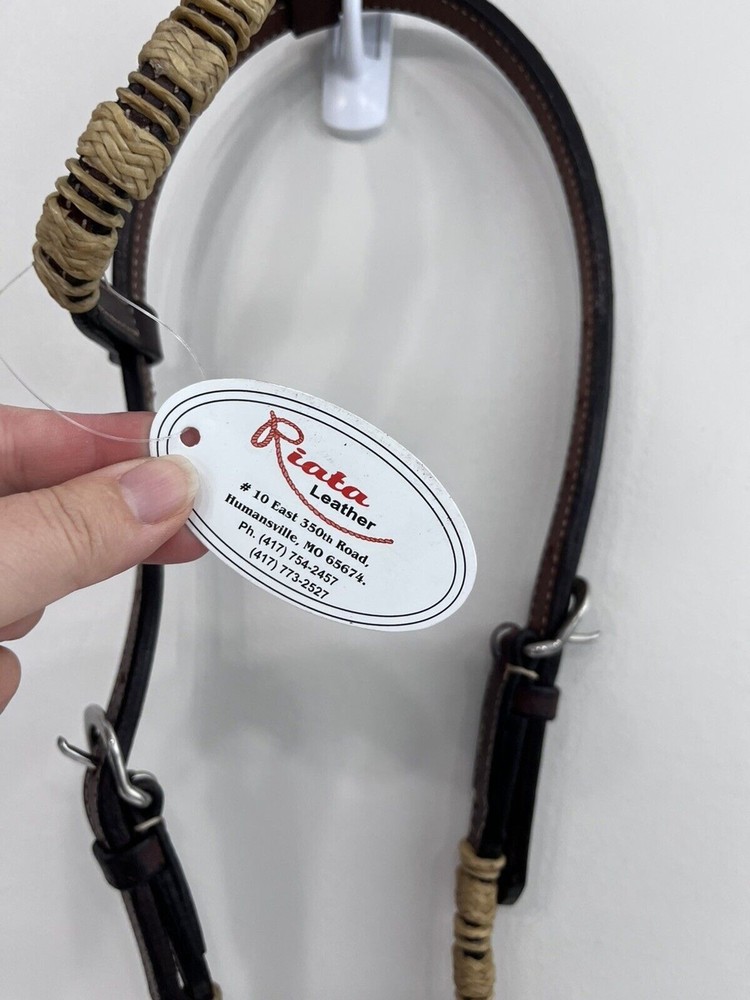 New Riata One Ear Rawhide Leather Headstall Harness