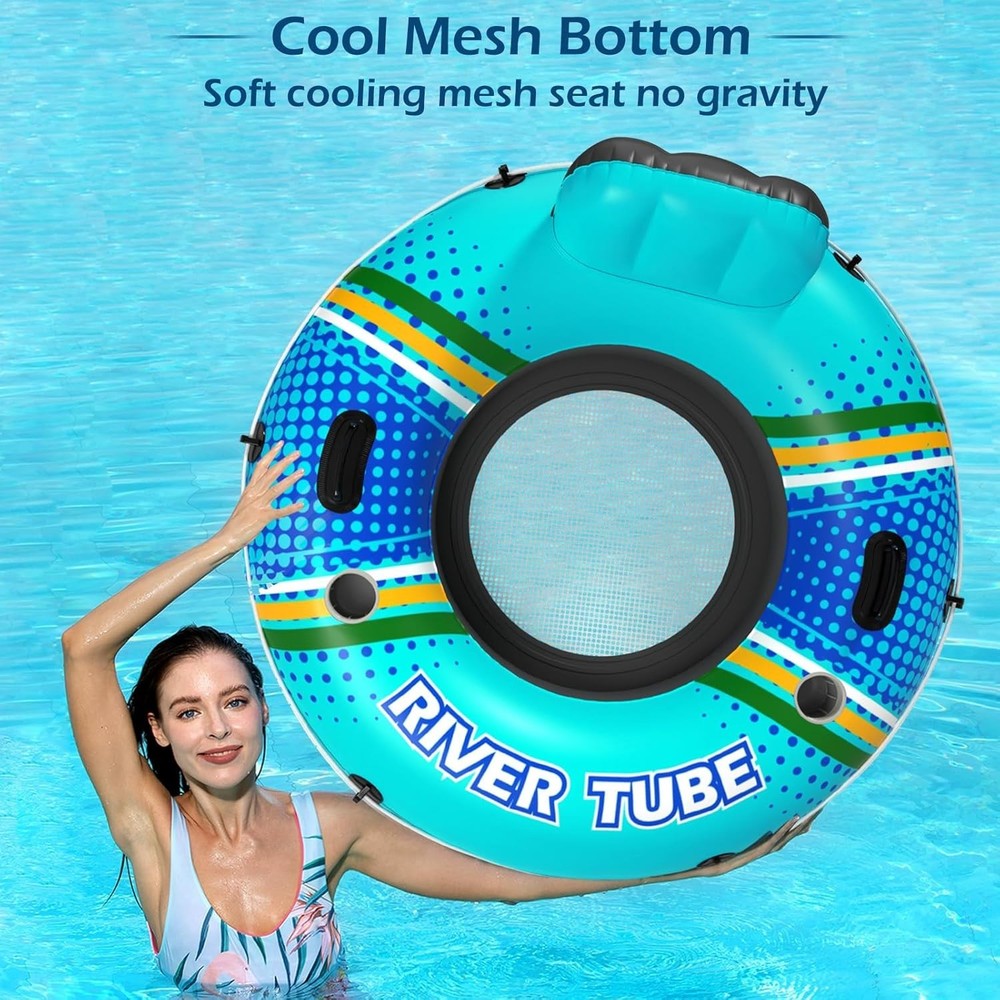 Extra-Large Inflatable River Tube Float - 2 Cup Holders for Ultimate Leisure