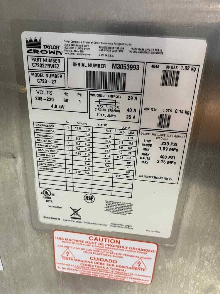 Taylor C723 Soft Serve Frozen Yogurt Machine