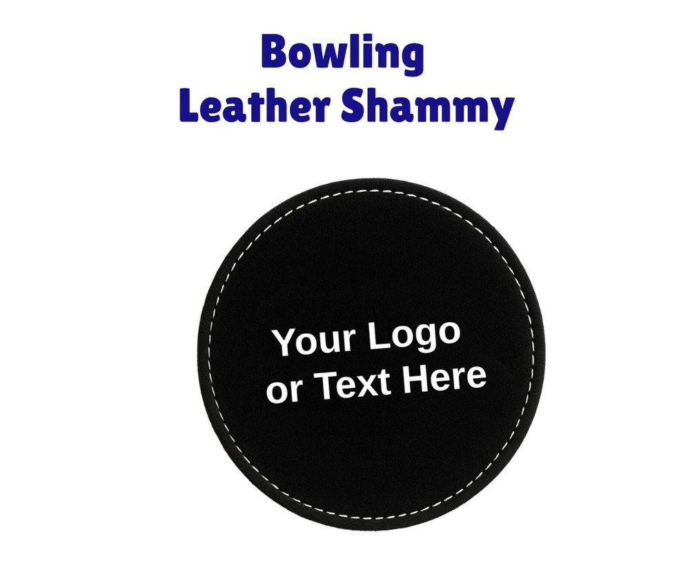 Custom Bowling Leather Shammy Black Disc Personalized with Your Logo or Text